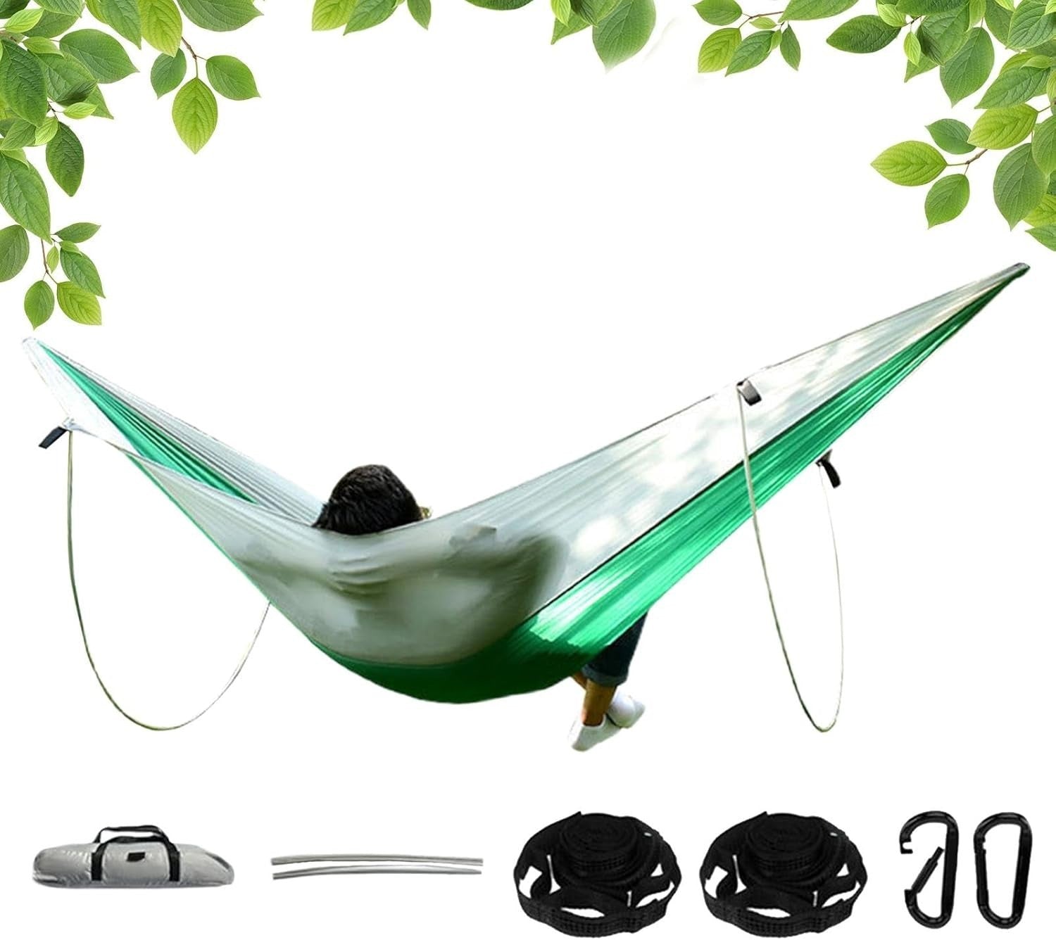 Portable Camping Hammock Double Single Parachute Lightweight with Tree Straps
