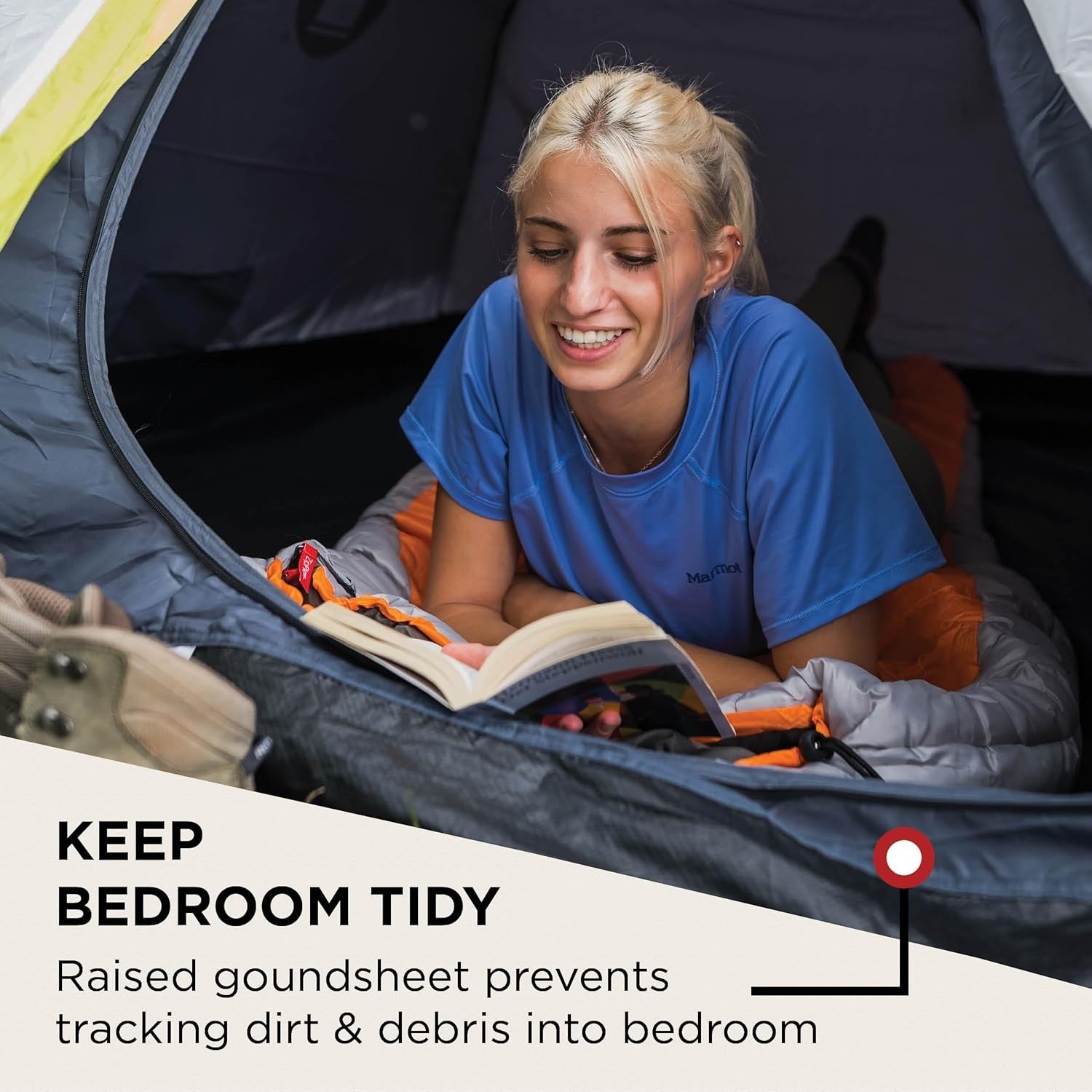 4 Person Camping Tent 4500mm Waterproof Dome Darkened Bedroom