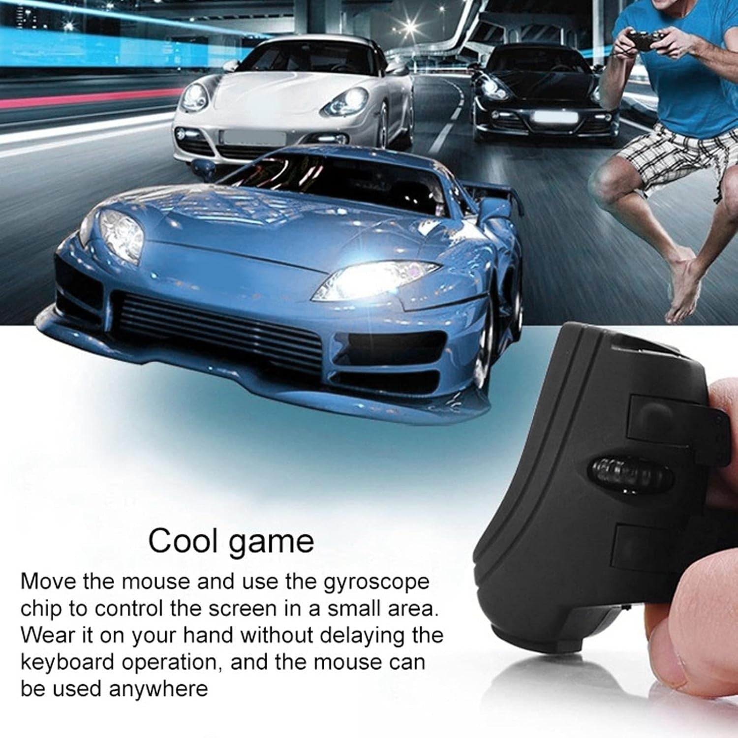 Wireless Finger Mouse USB Rechargeable Ergonomic Handheld PC Laptop