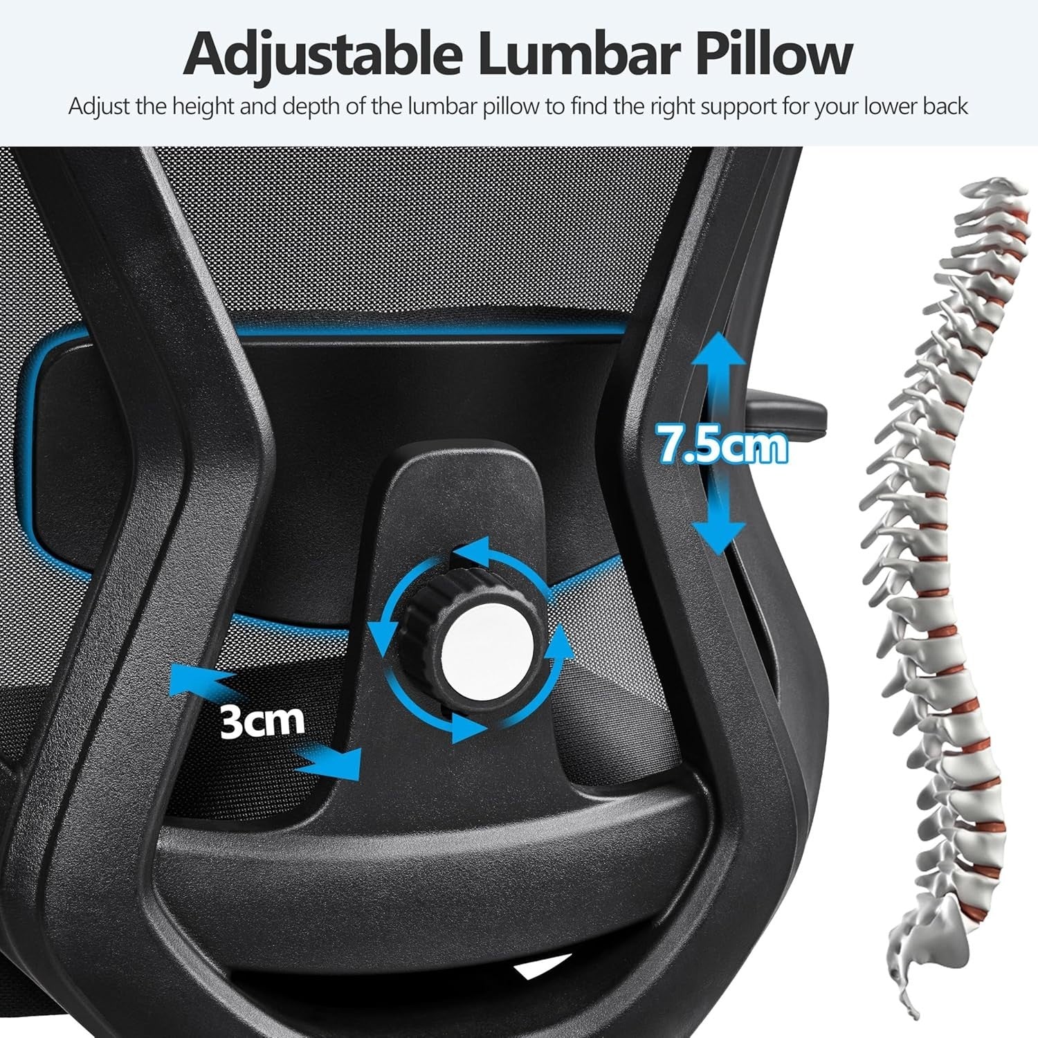 Ergonomic Office Desk Chair Mesh Back Adjustable Lumbar Headrest Reclining