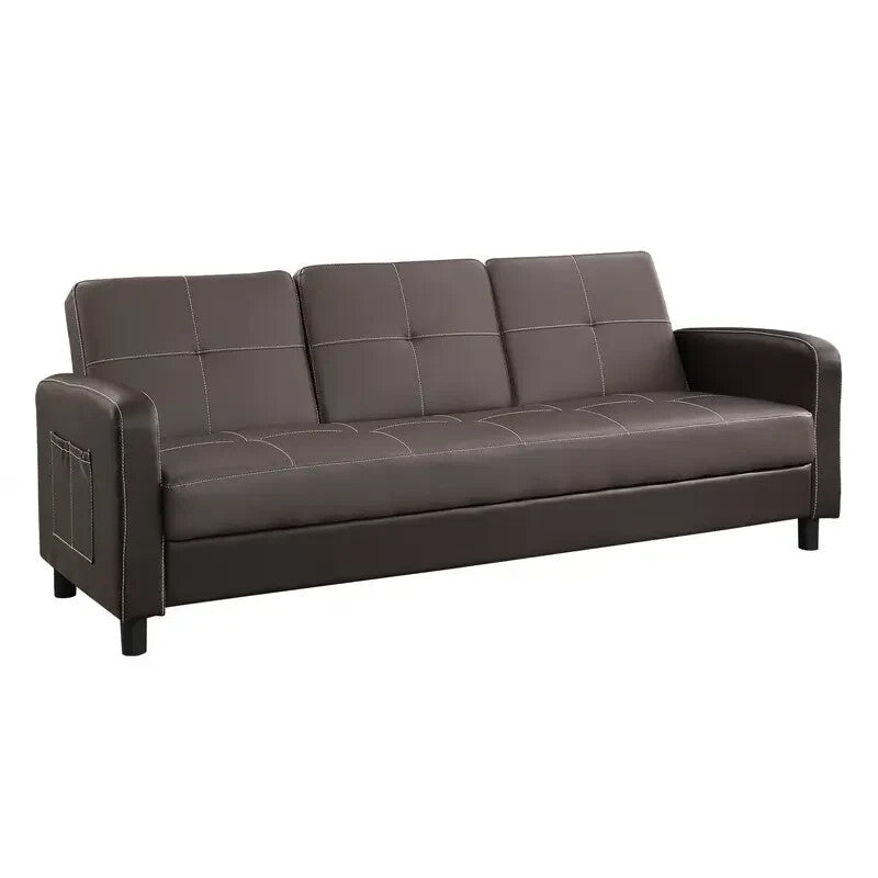 3 Seater Faux Leather Sofa Bed Recliner w/ Cup Holder & Storage Grey