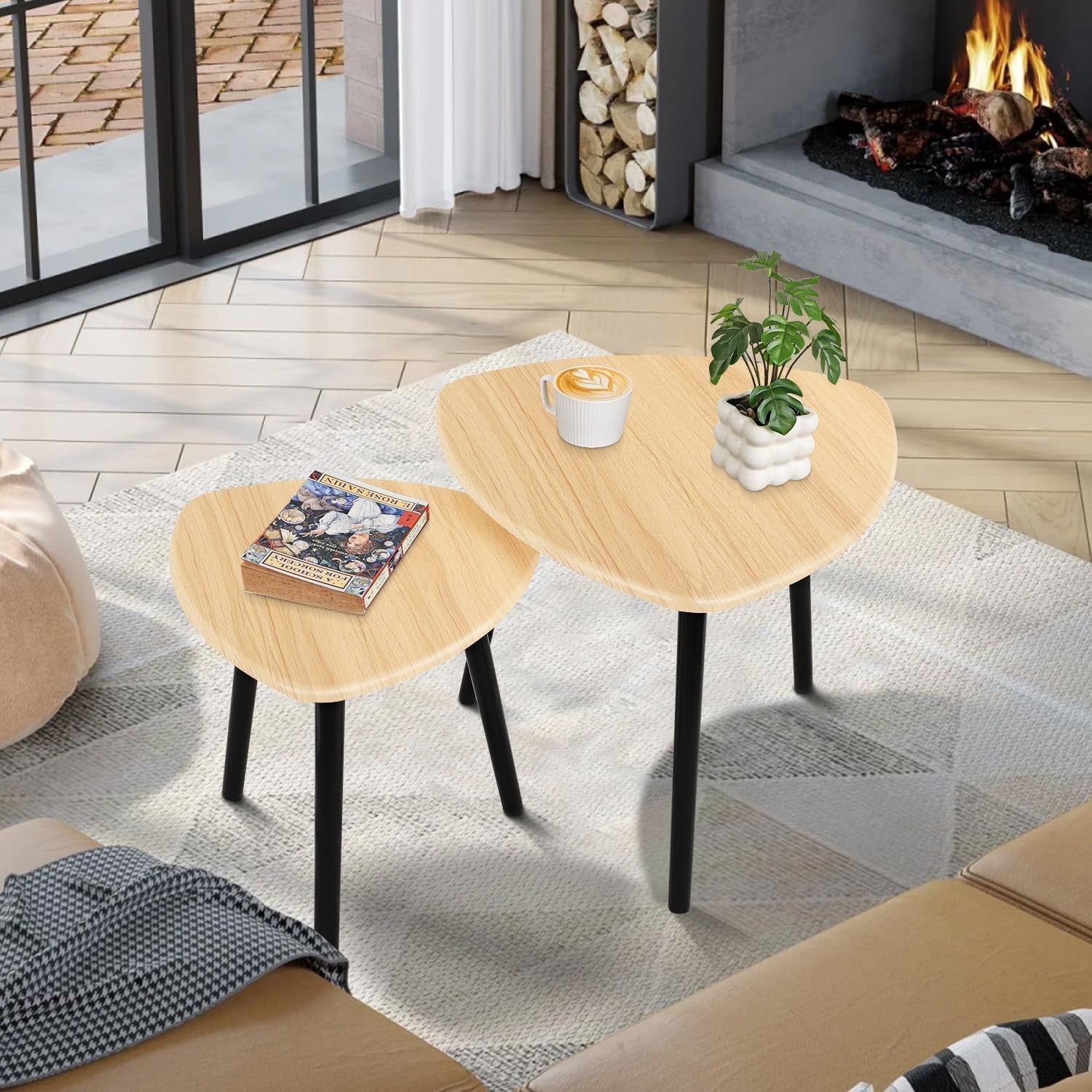 Walnut Wood Coffee Table End Side Accent Furniture 55x55cm Home Office Decor