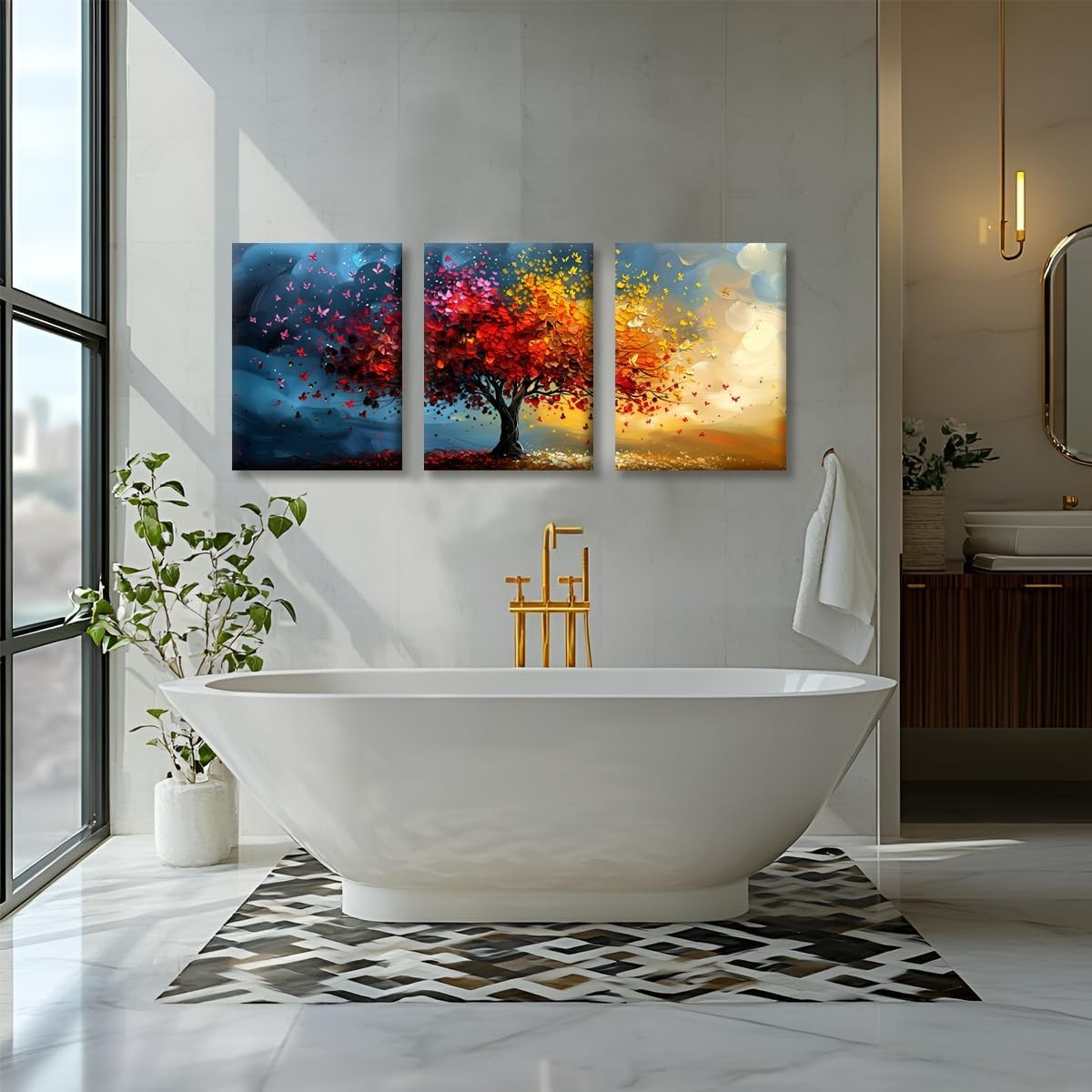 3 Piece Canvas Wall Art Tree of Life Abstract Modern Prints 30x40cm Set