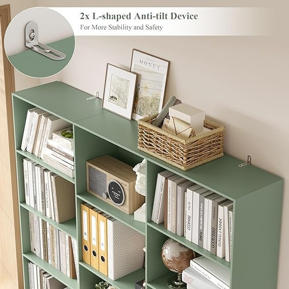 Tall 6-Tier Bookshelf Storage Unit 17-Compartment Display Shelving for Home Offi