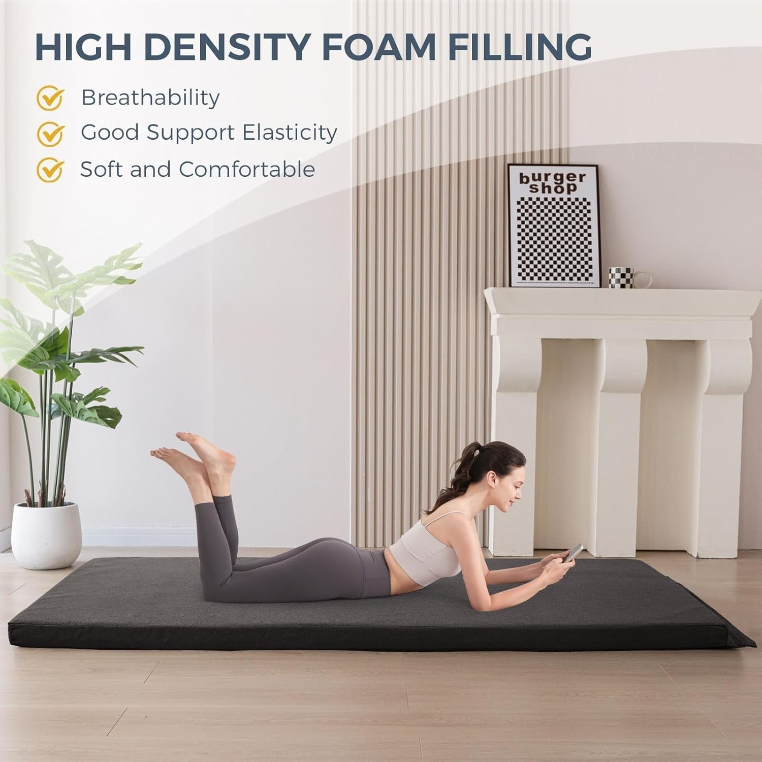Luxury Foldable Futon Mattress 90x190cm Foam Camping Floor Bed Roll