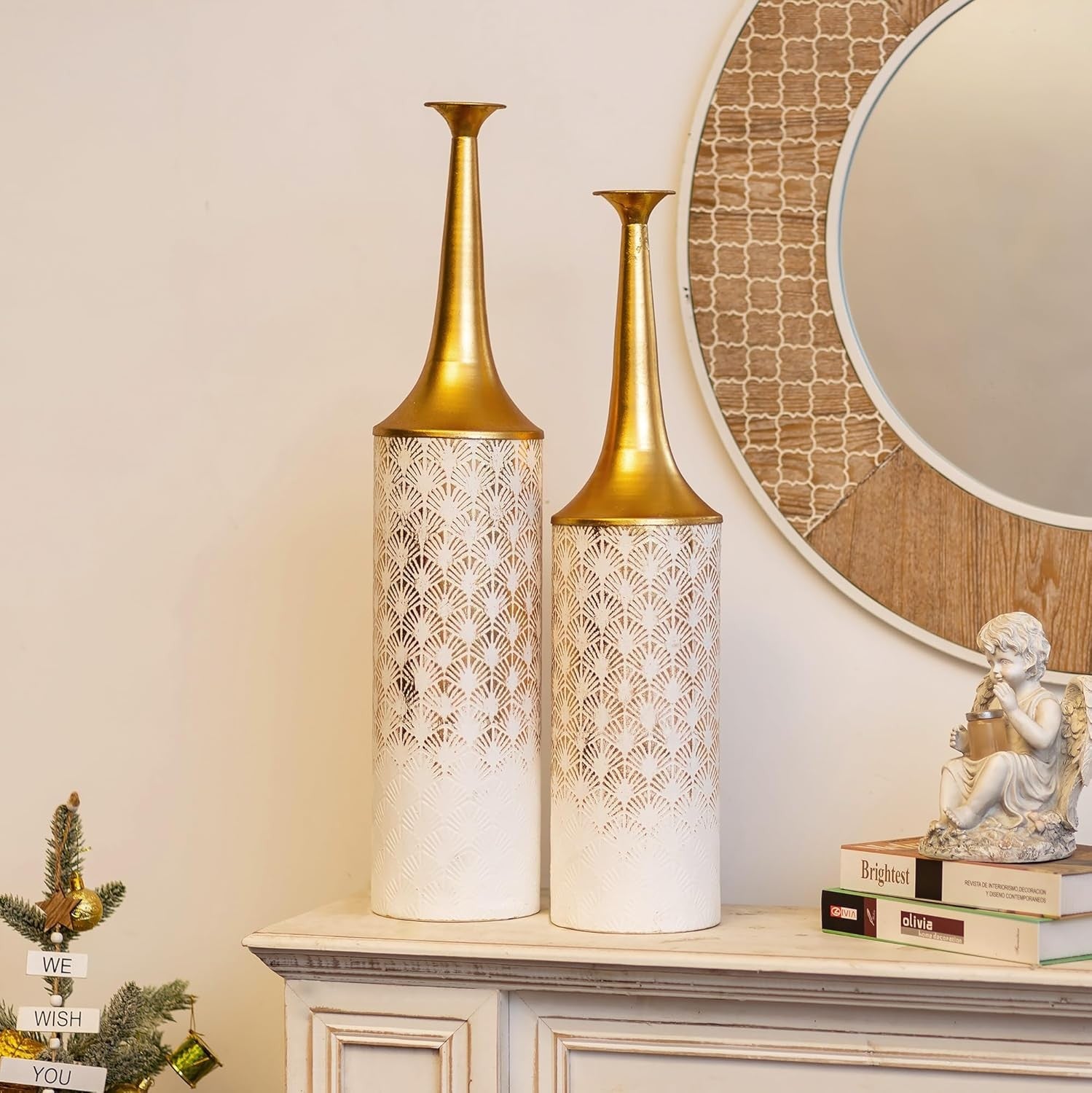 Extra Large Tall Floor Vases Set White Metal Pampas Vase Living Room Decor