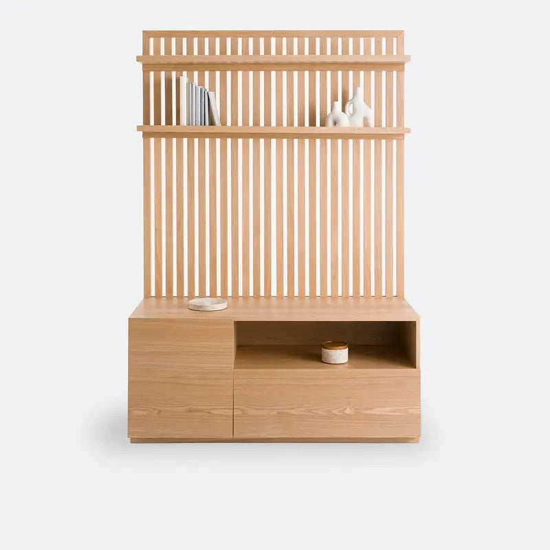 Modern Ash Veneer TV Unit with Shelves & Storage | 190cm HiFi Stand
