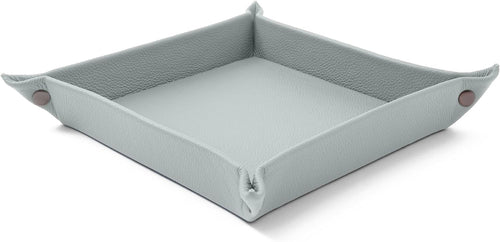 Leather Valet Tray Ice Blue – Desk Organiser for Keys, Coins & Jewellery