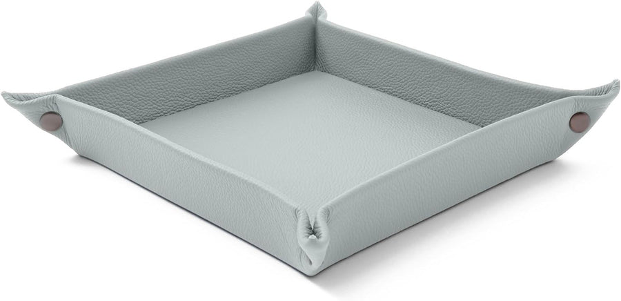 Leather Valet Tray Ice Blue – Desk Organiser for Keys, Coins & Jewellery