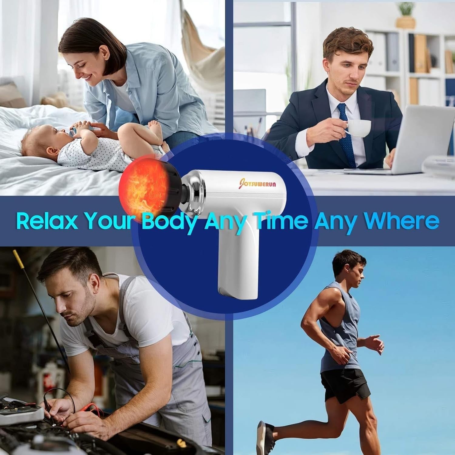 Deep Tissue Massage Gun with Heat Head Portable Percussion Muscle Recovery