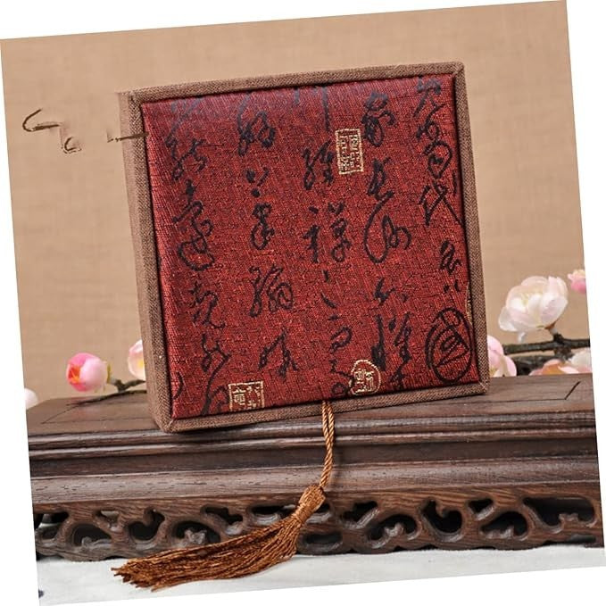 Red Tassel Jewelry Box Chinese Style | Vintage Fabric Case | Gift Storage 12x4cm