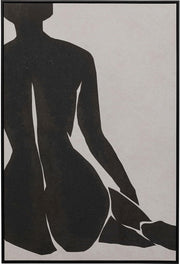 Large Nude Lady Abstract Canvas Wall Art Black Beige 70x110cm
