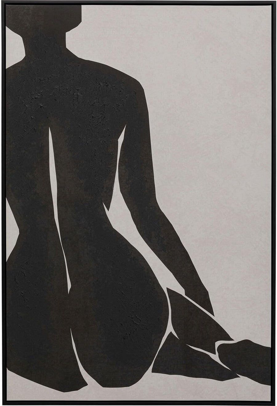 Large Nude Lady Abstract Canvas Wall Art Black Beige 70x110cm