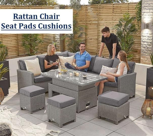 Waterproof Rattan Patio Chair Cushions Outdoor Seat Pads Foam 8-Pc Set