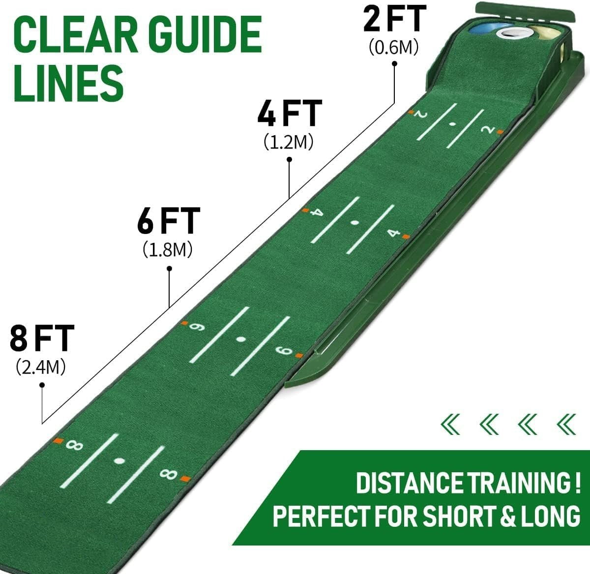 Indoor Golf Putting Mat Trainer with Ball Return & 3 Holes Practice Green
