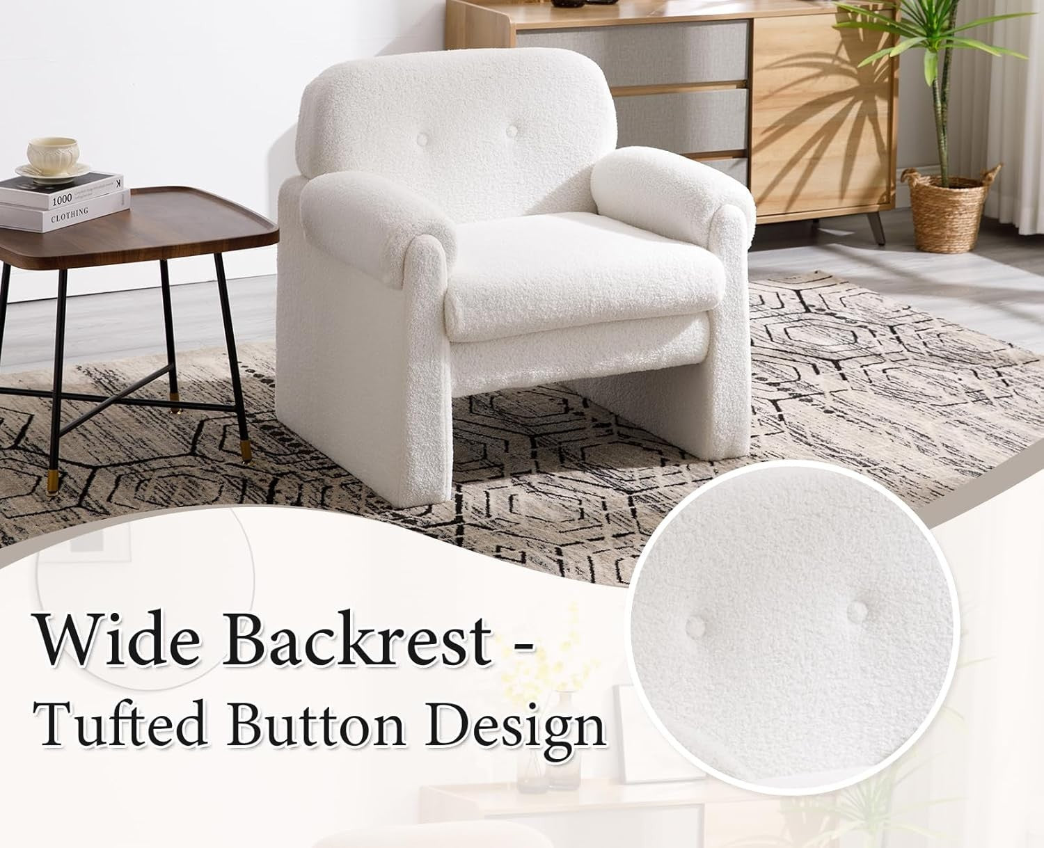 White Upholstered Tub Chair | Cozy Foam Armchair for Living Room Lounge