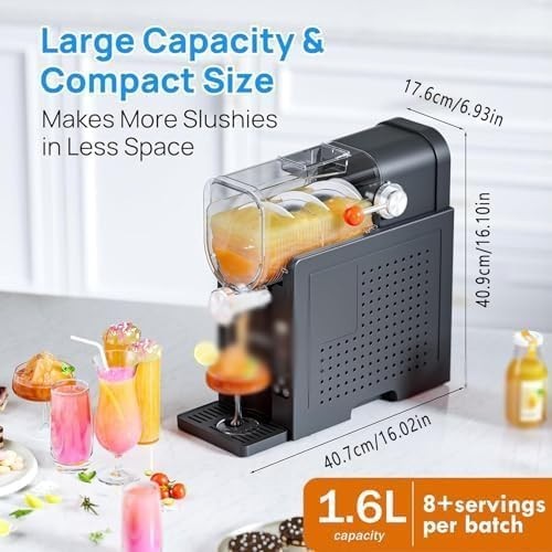 Slush Machine No Ice Needed 1.6L Frozen Drink Maker Self Cleaning