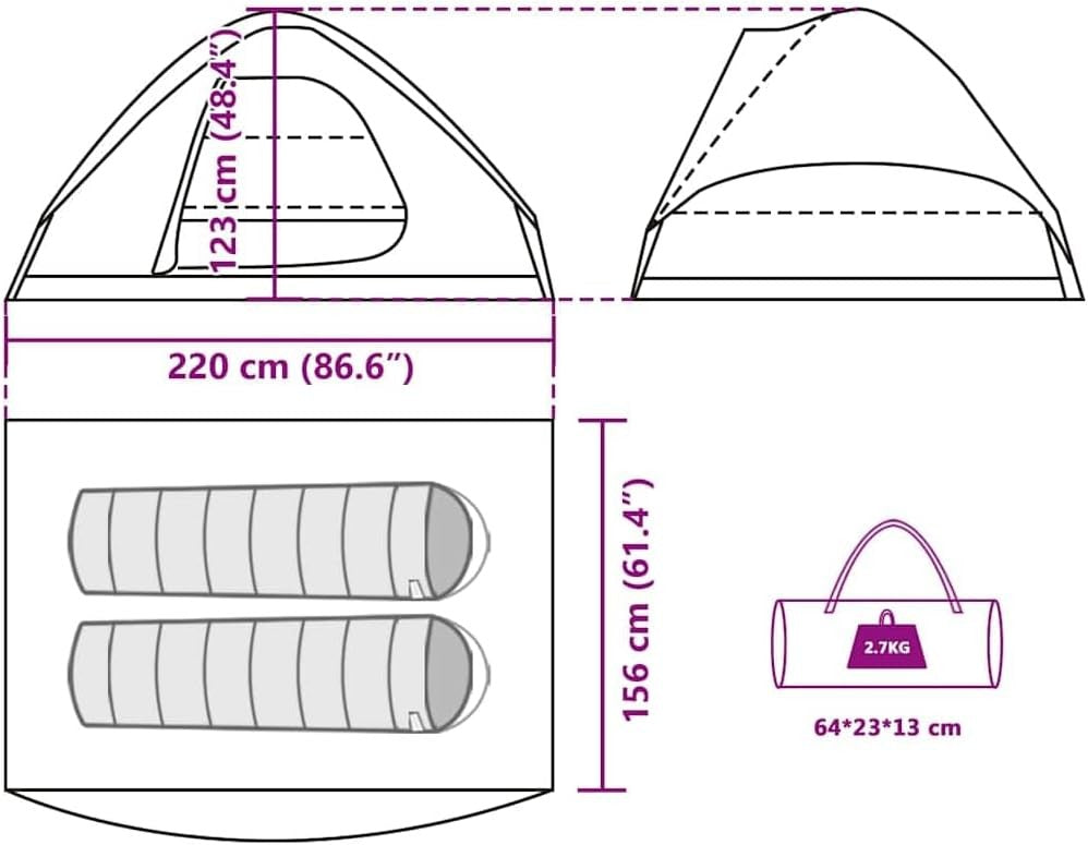 2 Person Camping Tent Waterproof Family Dome Outdoor Festival Shelter
