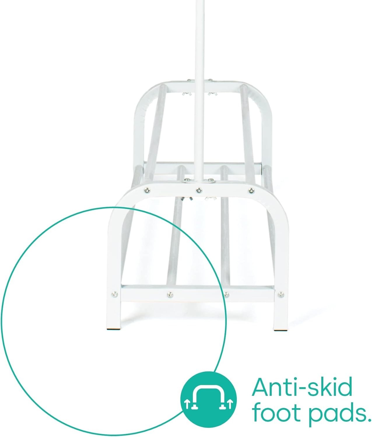 Heavy Duty Clothes Rail with 2-Tier Shoe Shelf & Hooks – White 150cm