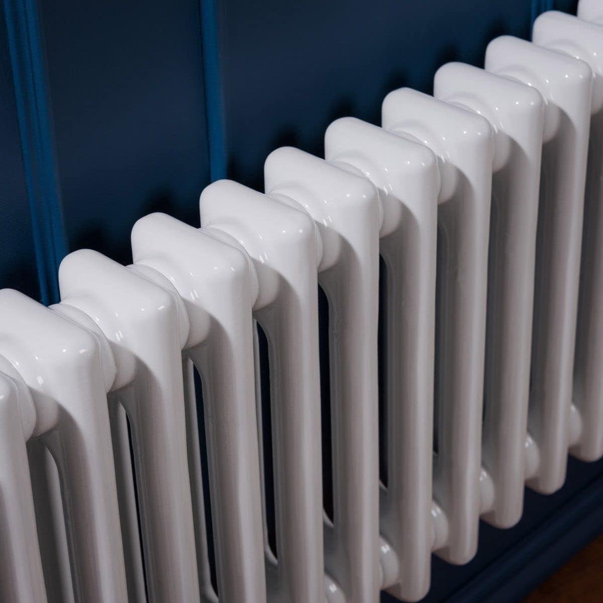 Double Column Horizontal Radiator 300x1190mm White Cast Iron Style