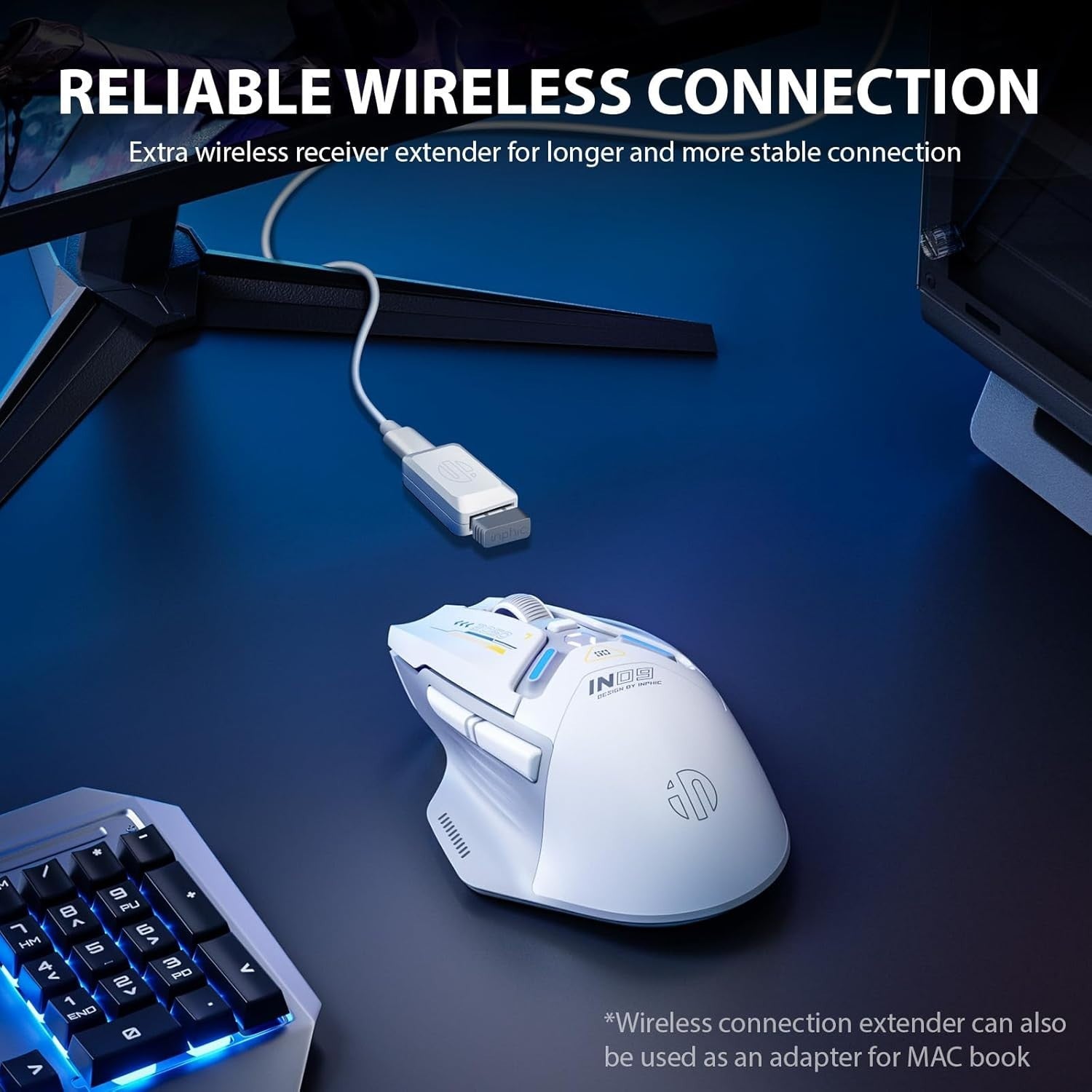 Tri-Mode Wireless Gaming Mouse 10000 DPI RGB Rechargeable