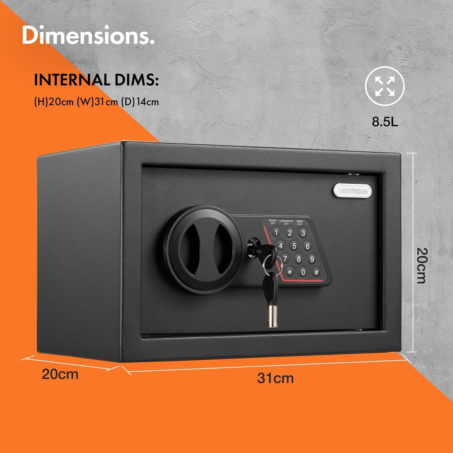 8.5L Digital Safe Box Electronic Keypad Cash Jewelry Security Lock
