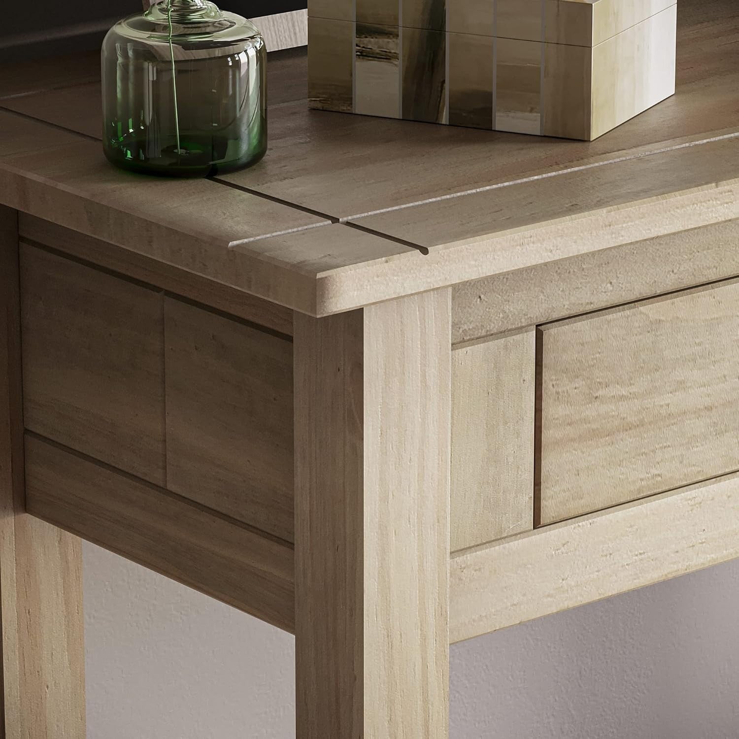 Natural Oak Console Table with 2 Drawers, Compact & Durable 40x110x72 cm