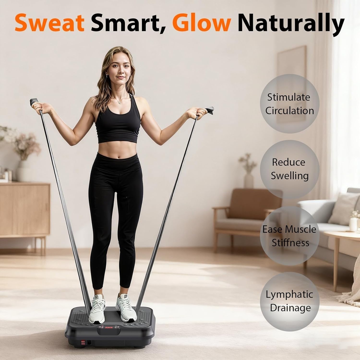 Black Vibration Plate Exercise Machine Lymphatic Drainage 250 Speeds 400lb
