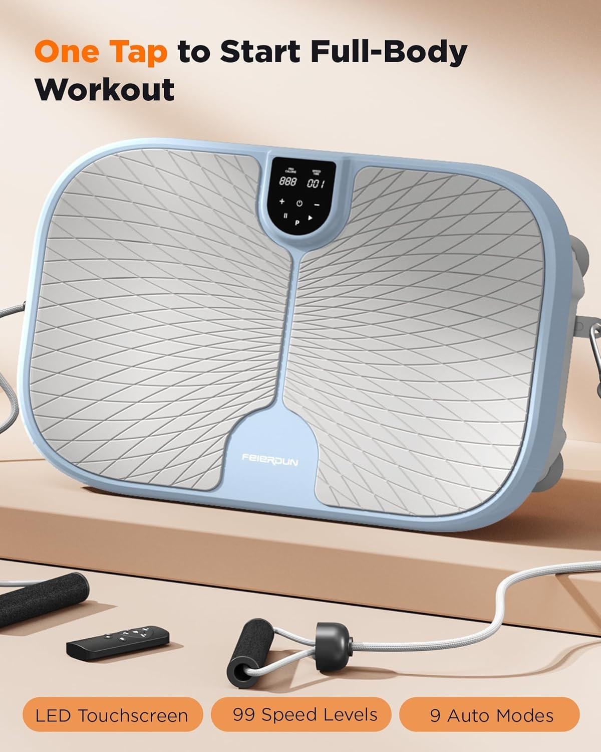 Blue Vibration Plate Exercise Machine 99 Speeds Lymphatic Drainage Home
