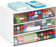 Desk Organizer 6 Stackable Drawers Clear Desktop Storage for Office & Makeup