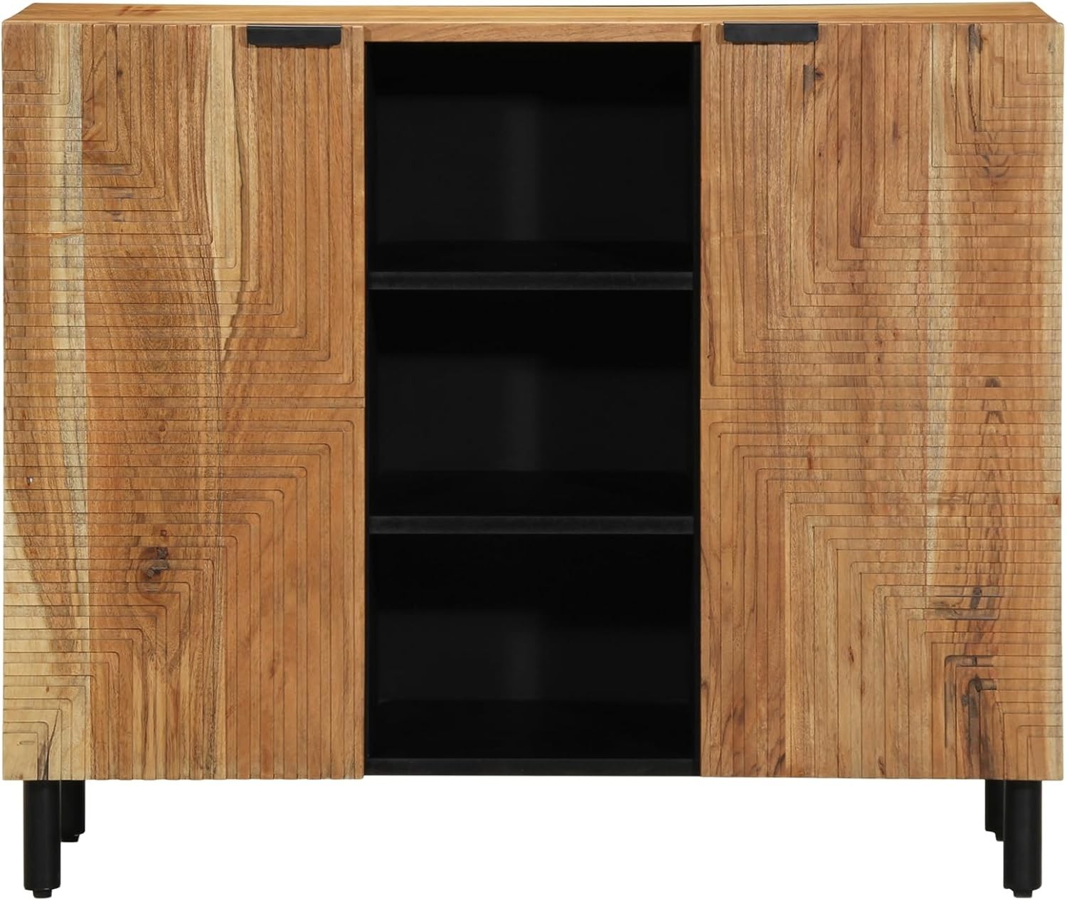 Stylish Acacia Media Storage Cabinet with Dual Doors & Shelves - 90x35x75cm