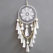 Boho Macrame Dream Catcher Wall Hanging – Cotton Tassel Decor