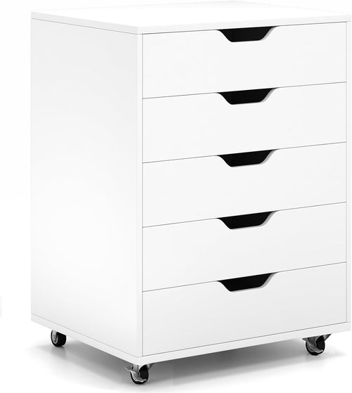 5 Drawer Mobile File Cabinet Rolling Under Desk Storage Lockable Wheels