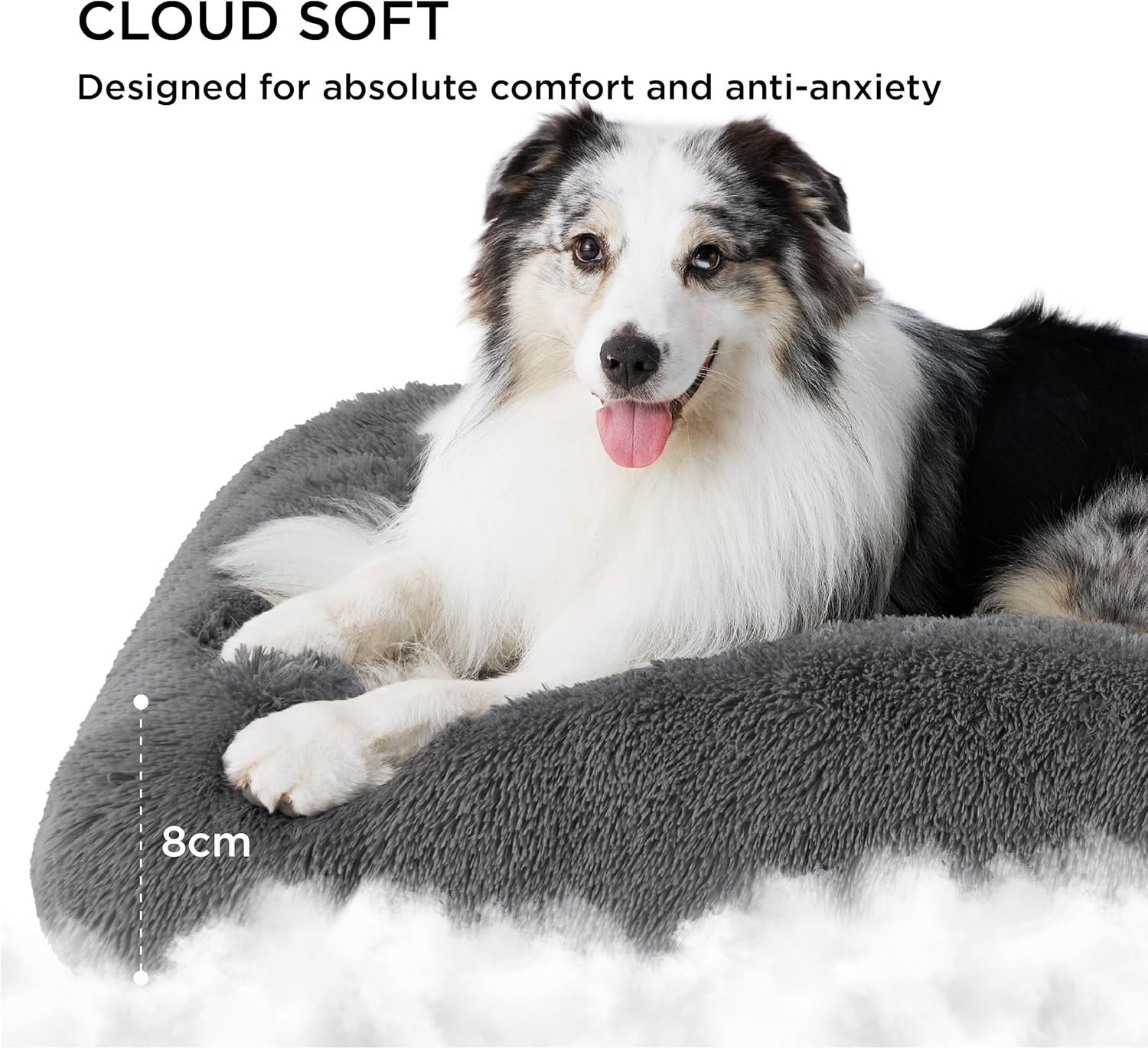 Large Fluffy Dog Crate Bed Washable Anti Slip 89x58cm