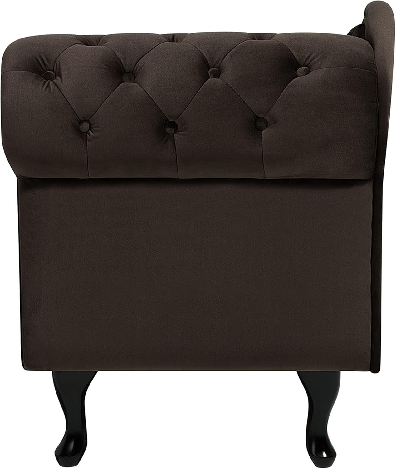 Brown Right Hand Chesterfield Chaise Lounge Velvet Fabric Classic Design
