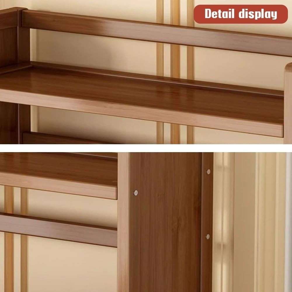 3-Tier Bamboo Desktop Hutch Bookshelf Organizer w/ Drawer 66cm