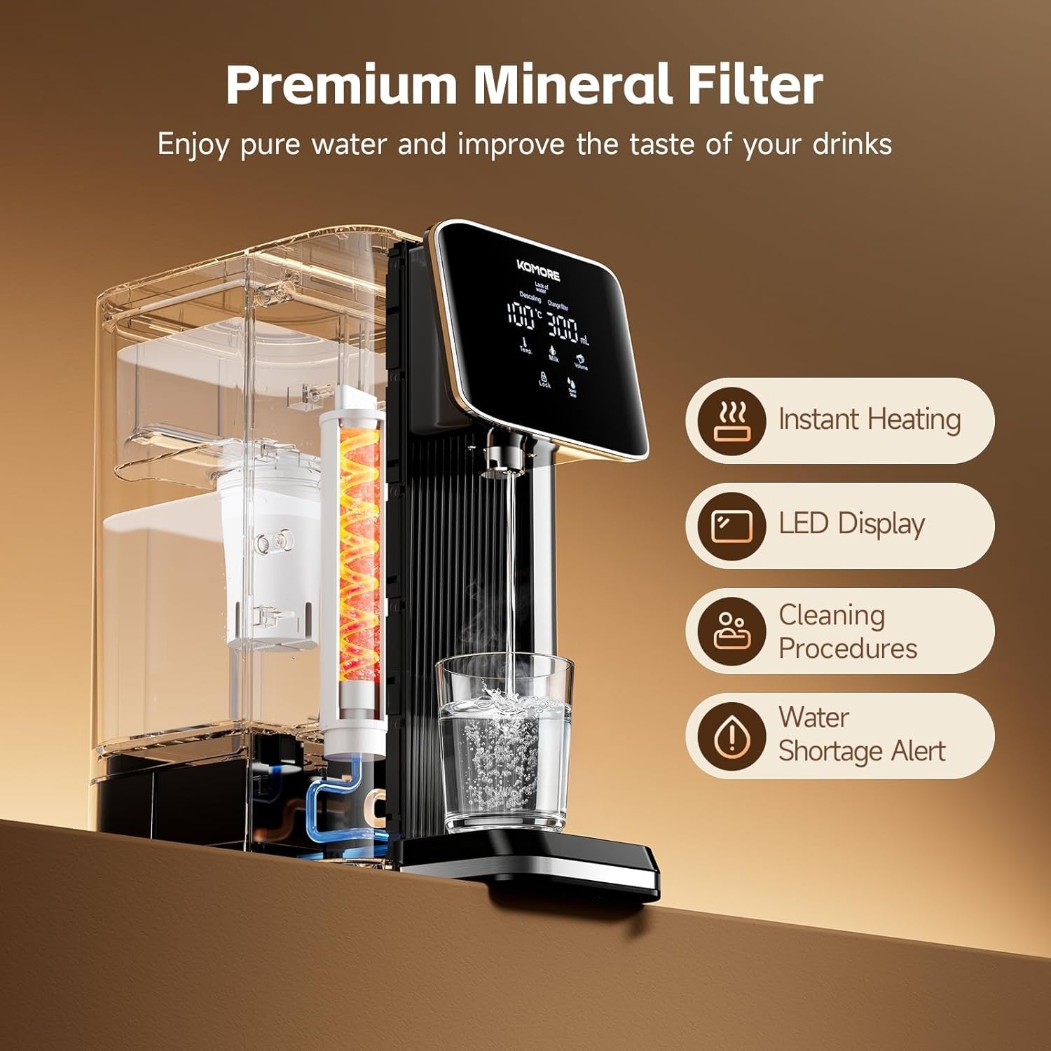 Instant Hot Water Dispenser 2.5L | 2600W Fast Boil Touch Screen Presets