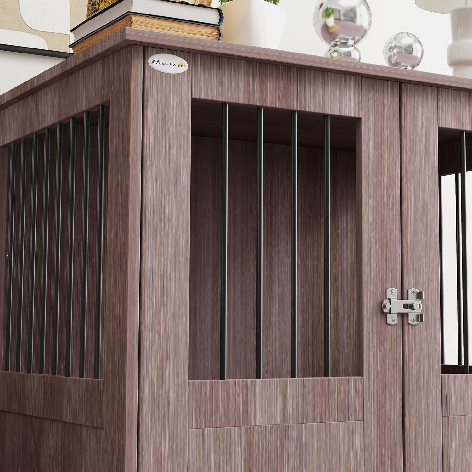 Purple Dog Crate Furniture 85x55x75cm – Indoor Kennel with Tabletop & Locking Do