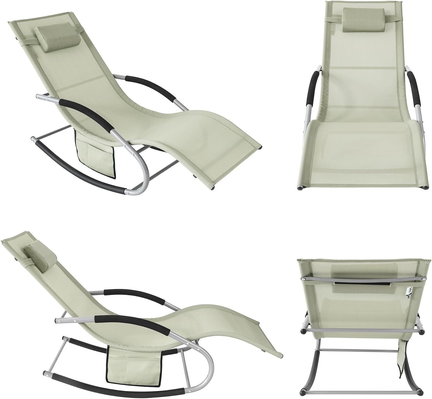 Outdoor Reclining Sun Lounger Chair with Cushioned Headrest & Side Pocket – Dura