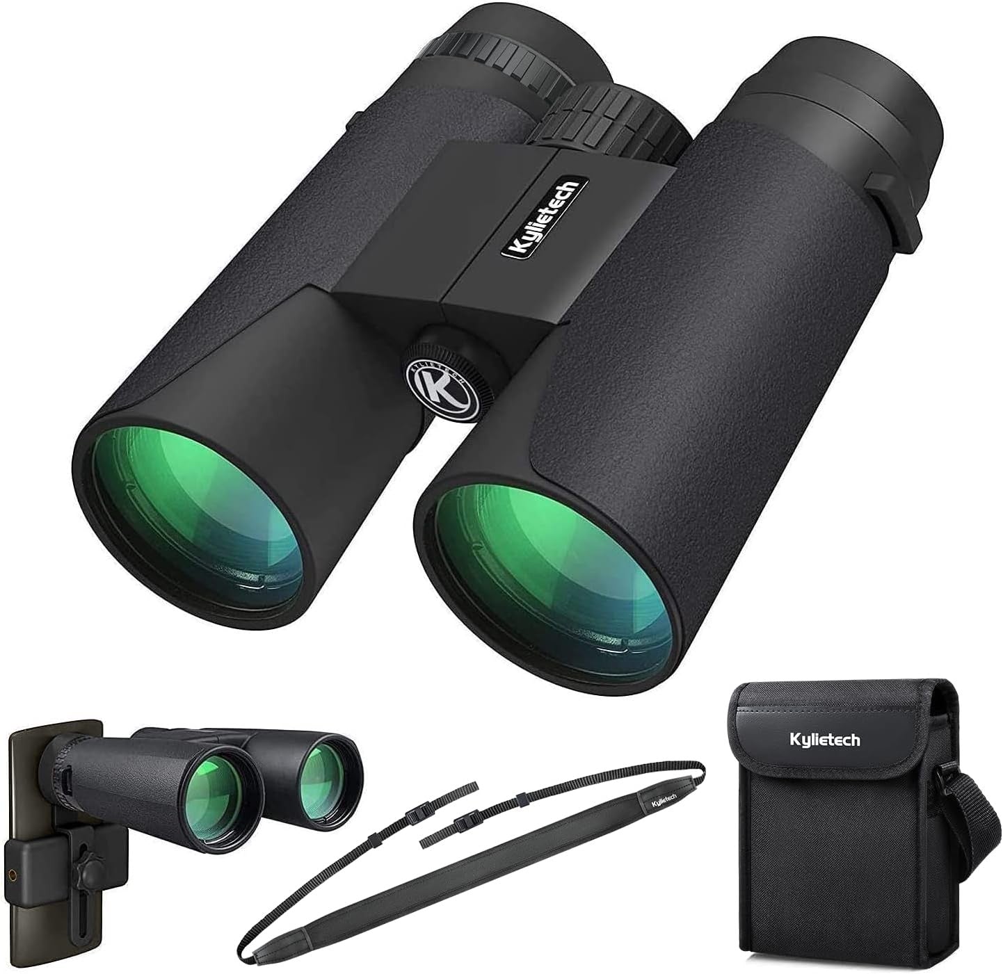 12x42 High Power Waterproof Binoculars Wide Angle FMC Lens Phone Adapter
