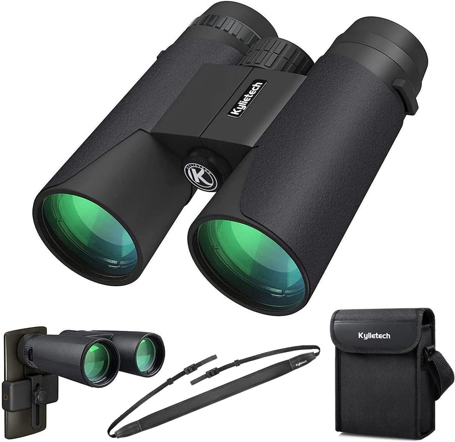 12x42 High Power Waterproof Binoculars Wide Angle FMC Lens Phone Adapter