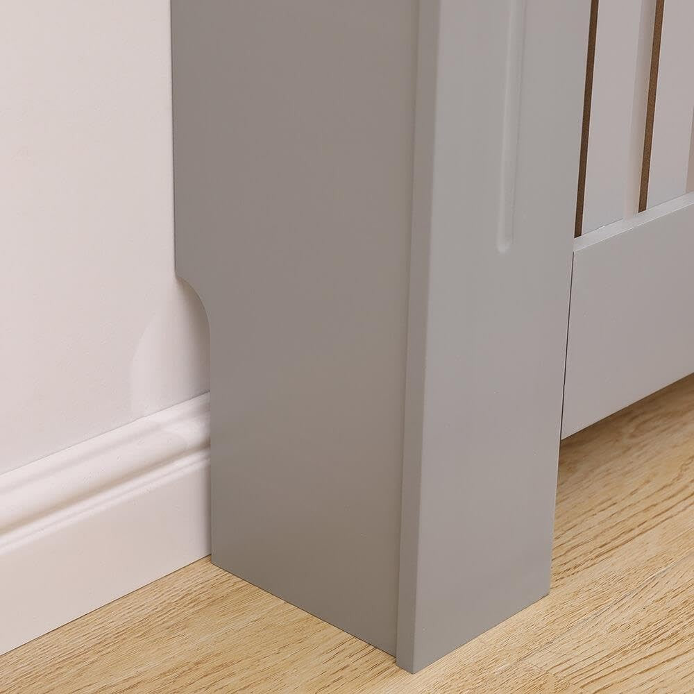 Grey Oak Radiator Cover Wooden Slatted Grill Cabinet Shelf 112x19x82cm