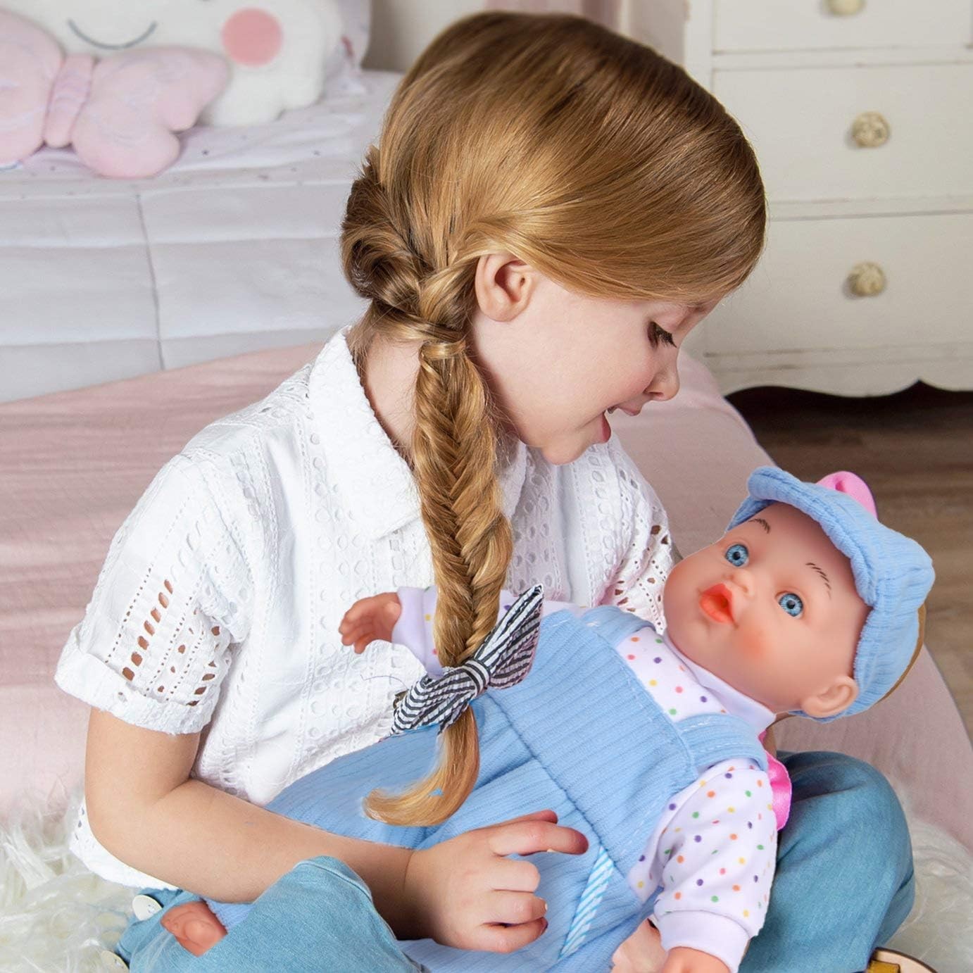 Twin Baby Dolls Set Boy Girl Soft Body Feedable First Dolls