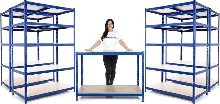 Garage Starter Kit 4 Shelving Bays 1800x1200x450mm + Workbench Heavy Duty
