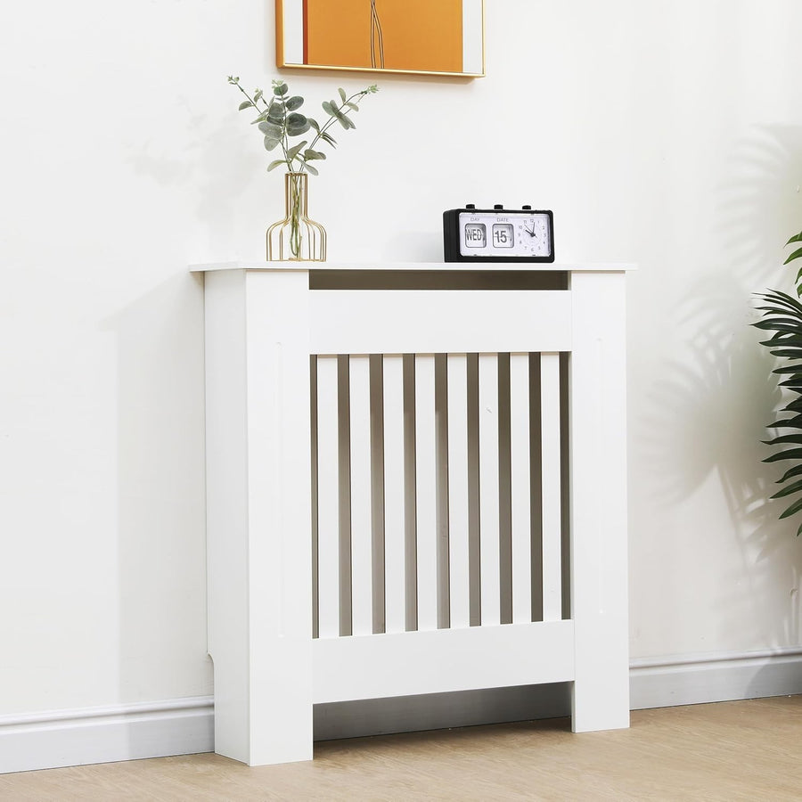 White Modern Radiator Cover Shelf Cabinet MDF Wood Heater Protector Small