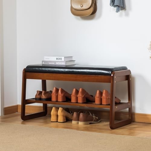 Modern Black Entryway Shoe Bench with Cushion & Flip-Top Hidden Storage