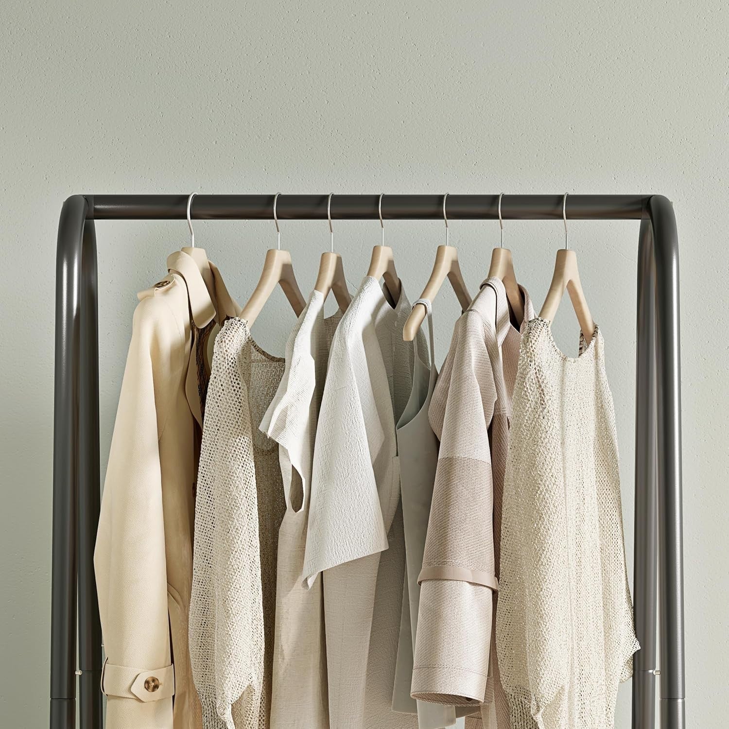 Black Metal Clothes Rack with Double Shelves 62"