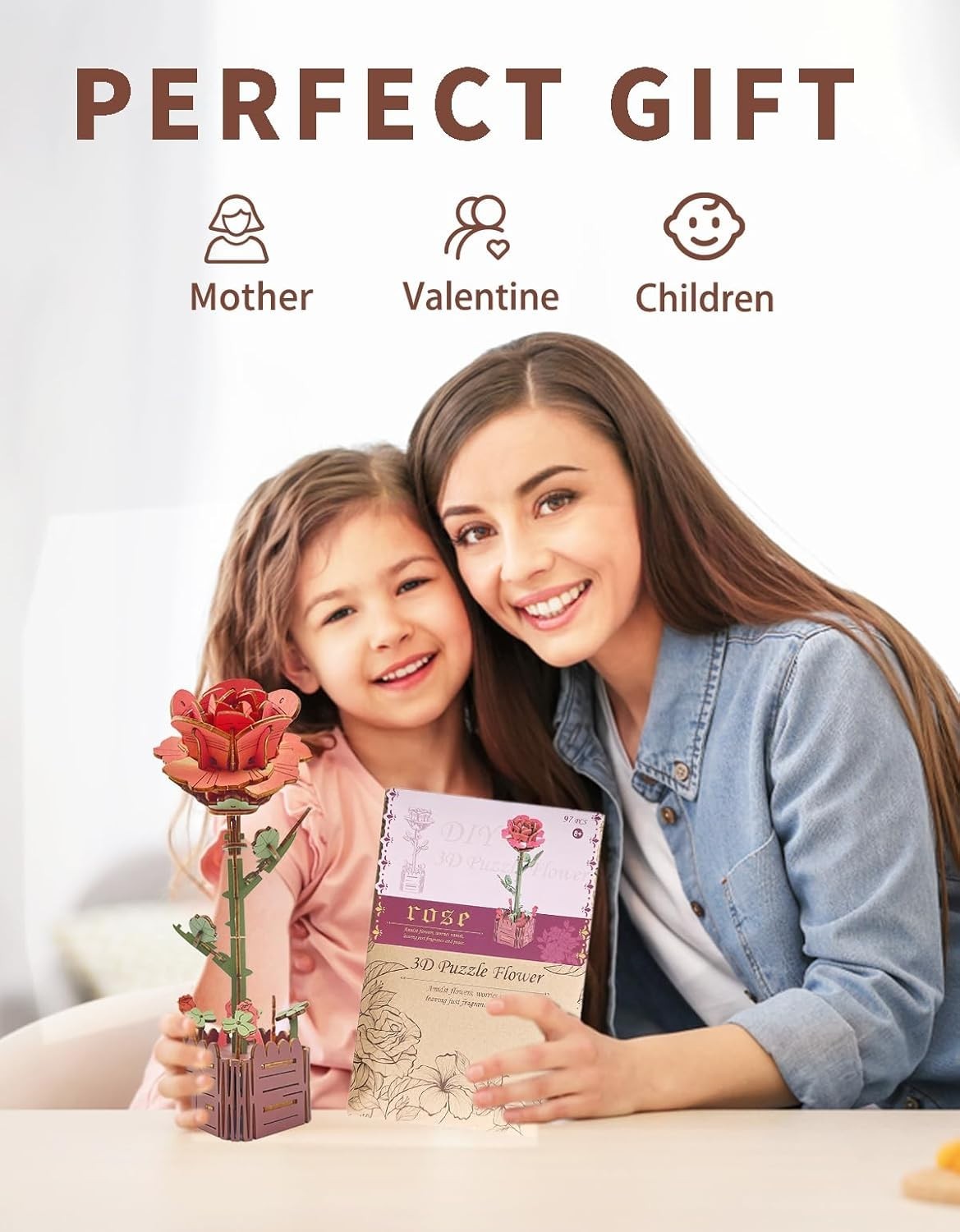 DIY Wooden Flower Puzzle Kit with Adjustable Bloom, Perfect Gift