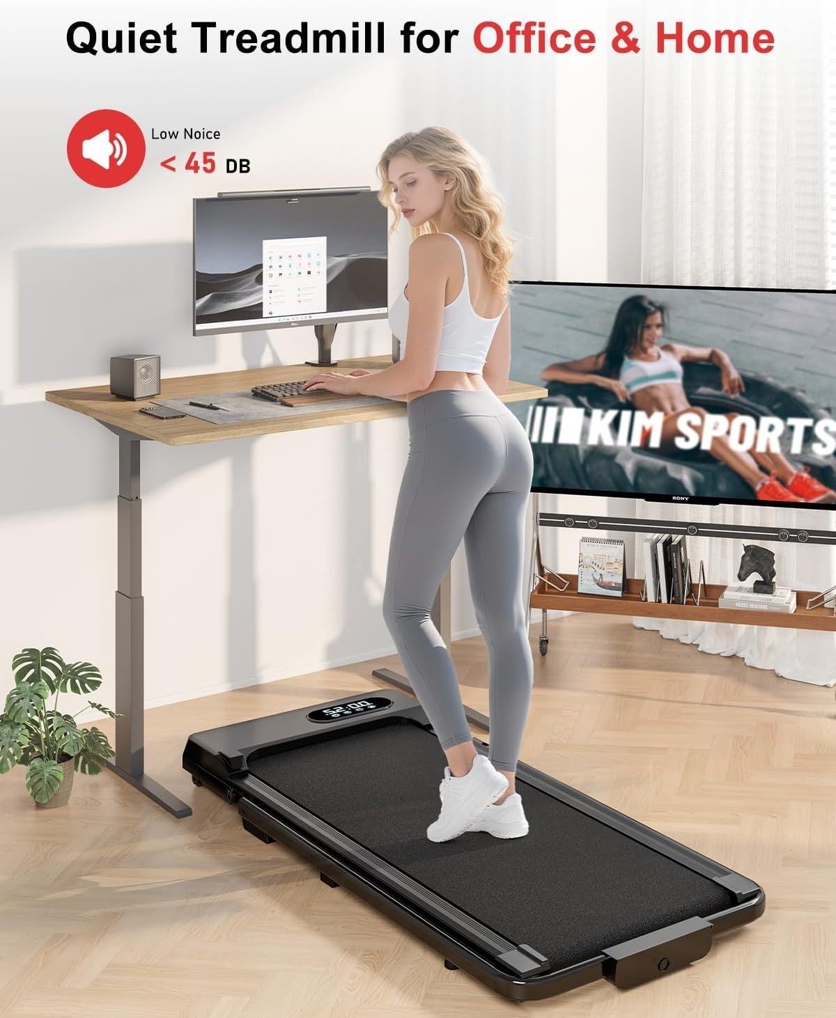 Foldable Under Desk Walking Pad Treadmill 7% Incline LED Remote