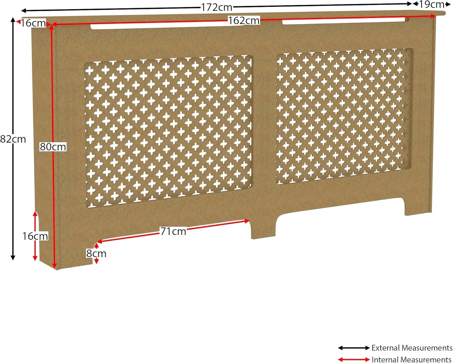 Extra Large Radiator Cover | Unfinished MDF Cross Pattern Cabinet